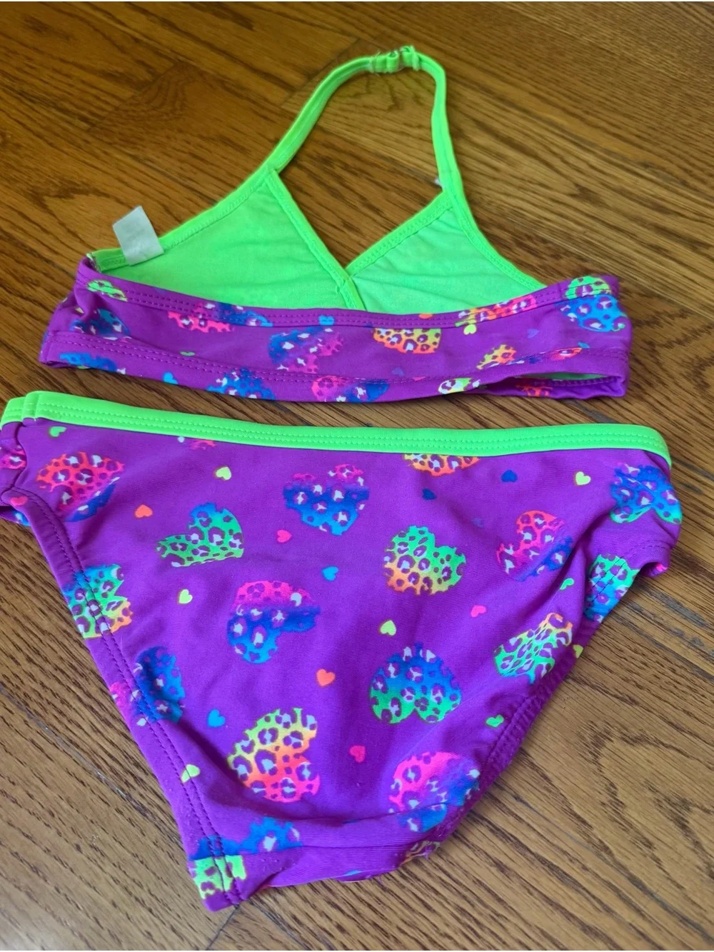 The Children’s Place Girls 5/6 Purple Leopard Heart Bikini Swimsuit Set